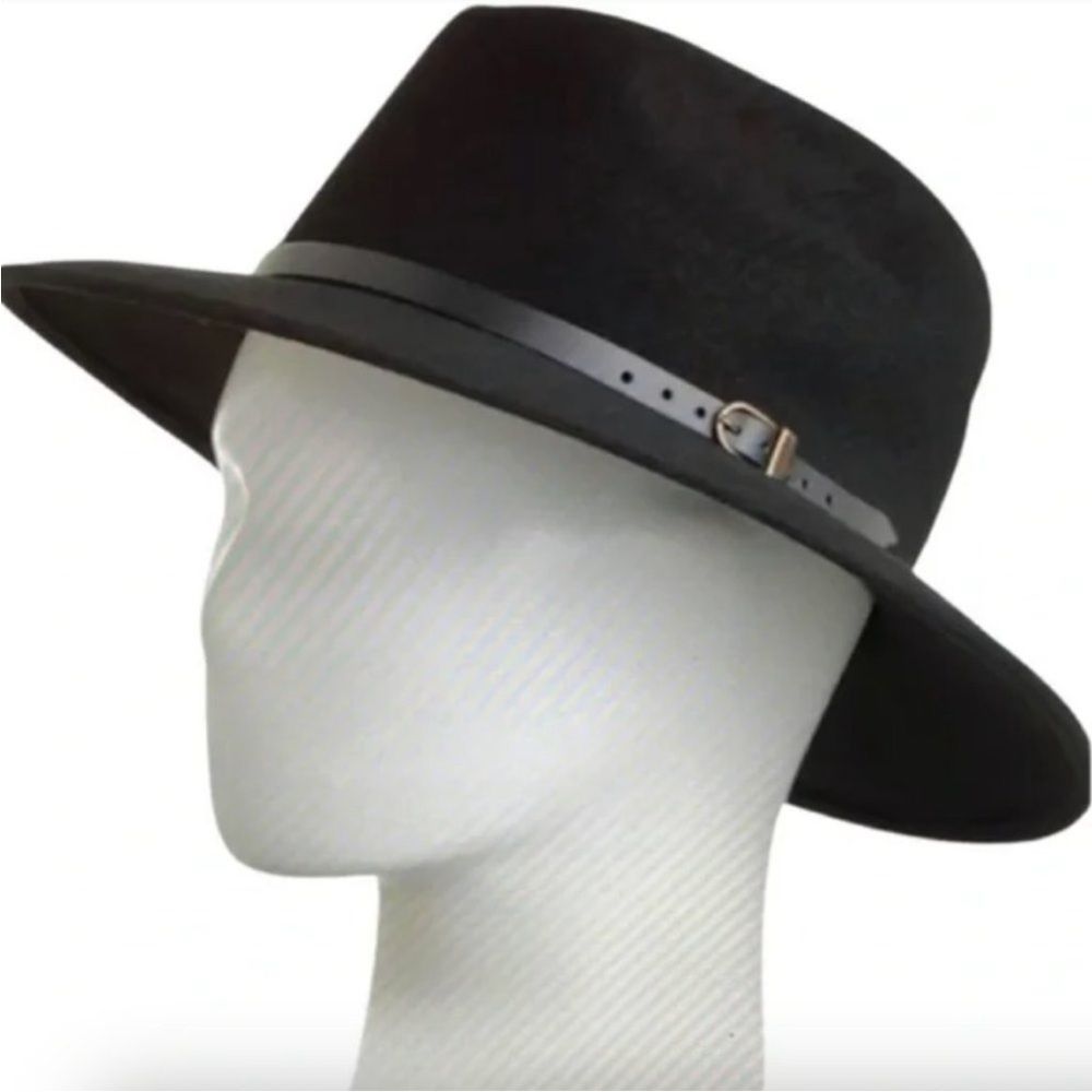 Gelso Bianco Black Wool Fedora Hat